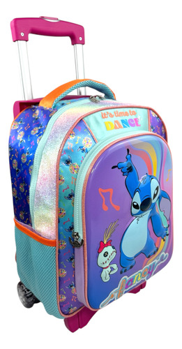 Mochila Rueditas Carrito Stitch Fancy Primaria Ruz Original Violeta Stitch