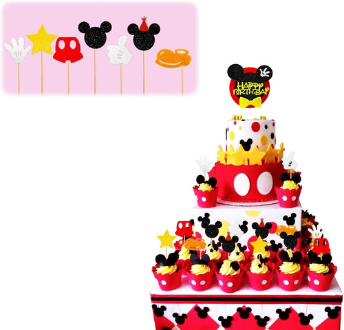 35 Piezas Inspiradas En Mickey Cupcake Toppers Niños Y Niñas