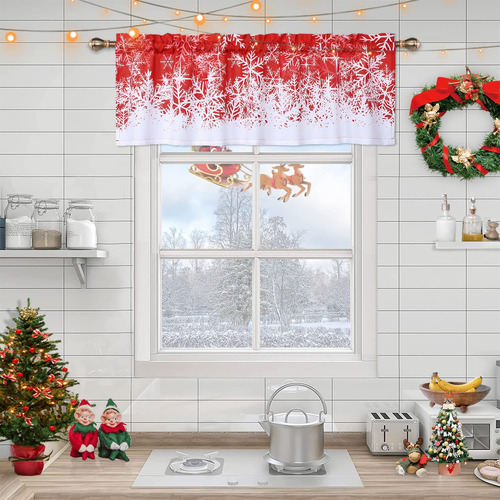 Cortina De Cocina Con Cenefa Haperlare, Estilo Navideño, 52