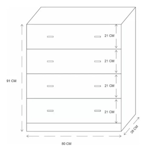 Cajonera 4 Cajones Cómoda Chifonier Melamina Mueble Armado Blanco
