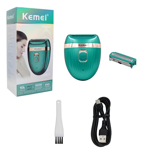 Rasuradora Afeitadora Kemei Recargable Para Dama Km-393 Verde