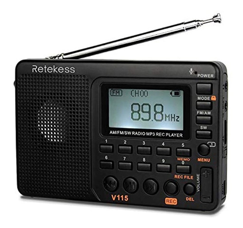 Retekess V115 Radio Portatil Am Fm Con Radio De Onda Corta 