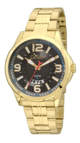Relógio Condor Masculino Dourado Calendário Co2115wu/4p