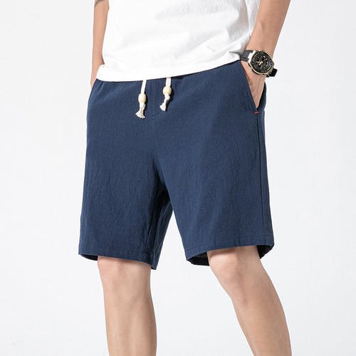 Pantalones Cortos Casuales Hombres Lino Algodón Deportes