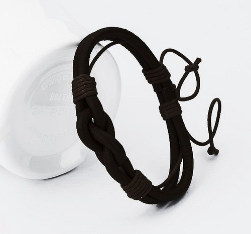 Pulsera De Cuero Marrron - Ajustable Desde 18cm (d829m)