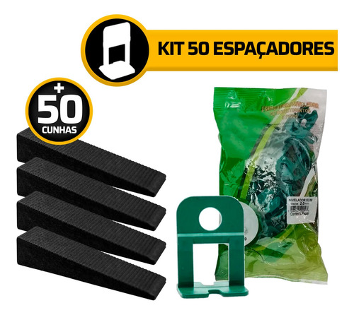 Kit 50 Espaçadores + 50 Cunhas Niveladoras Piso Slim