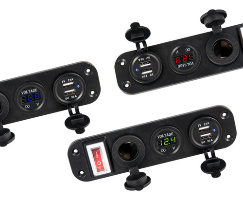L 12v/24v Usb Tomada Carregador Led Voltímetro Verde
