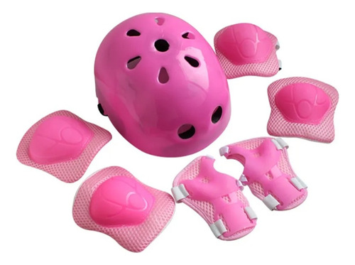 Kit De Protectores + Casco Para Niños, Patines O Bici