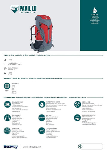 Mochila De Campismo Alpinismo Senderismo Bestway Duratrek