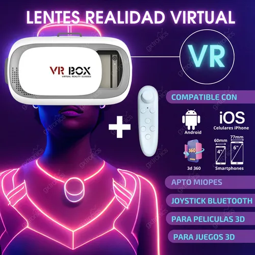 Auriculares de realidad virtual para iPhone y teléfonos Android, lentes de  realidad virtual con control remoto para teléfono inteligente Android