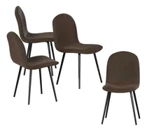 Comprar Set De 4 Sillas Para Comedor Mubson Sillas Estilo Eames Estructura de la silla Negro Asiento Café
