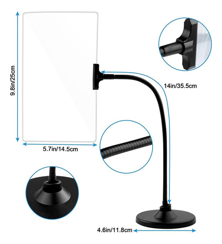 Lupa 4x Con Soporte, Libro Completo Flexible Con Cuello De C