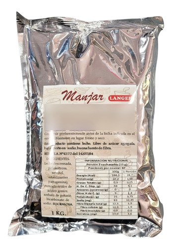 Manjar Sin Azúcar Langer 1kg Sin Gluten