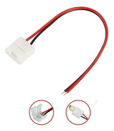 5 Cabo Conector Rabicho Fita Led 2 Vias Monocor 10mm 5050 Tensão De Operação Bivolt 127/220v
