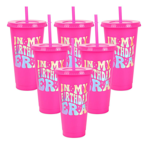 Vasos De Plástico Iridiscentes Con Popote Y Tapa 24 Oz