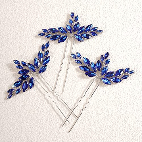 Kercisbeauty 3pcs Blue Crystal Bohemian Hair Pins For Qlh70