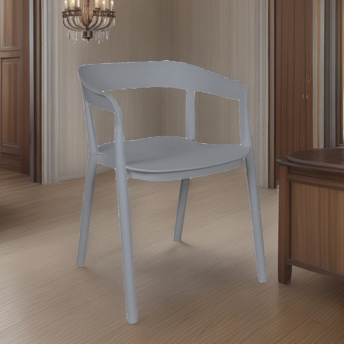 Silla Evoque De Comedor Cocina Con Apoyabrazos De Plástico Reforzado Apilable Color De La Estructura Gris Marca Makom