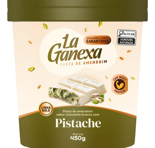 Pasta De Amendoim Pistache Com Whey Protein La Ganexa 450g