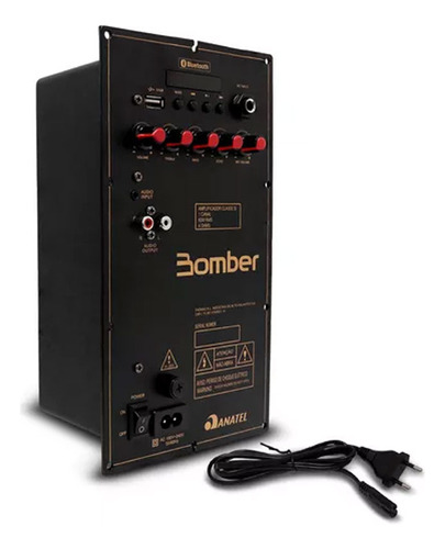 Módulo Amplificador Bomber Ac 150w Rms 1 Canal 4 Ohms Bt Usb Cor Preto