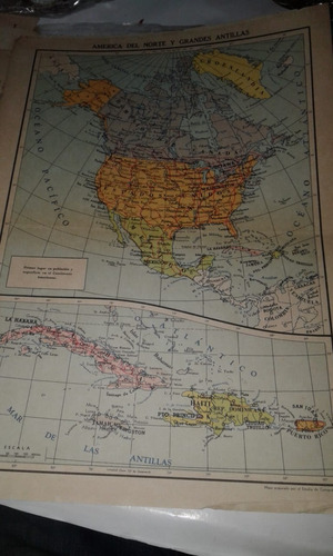 Mapa Plano America Del Norte Grandes Antillas Cuba Haiti 