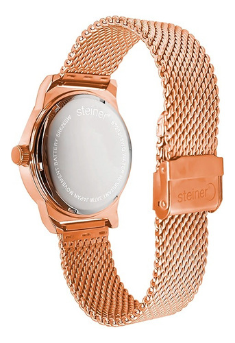 Reloj Correa Delgada Para Caballero Acero Inoxidable 42mm Correa Bronce Bisel Bronce Fondo Negro