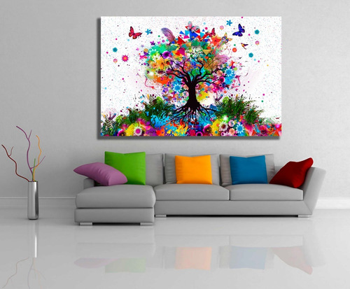 Cuadro Vanguardista Canvas Árbol De La Vida Confeti 142x94