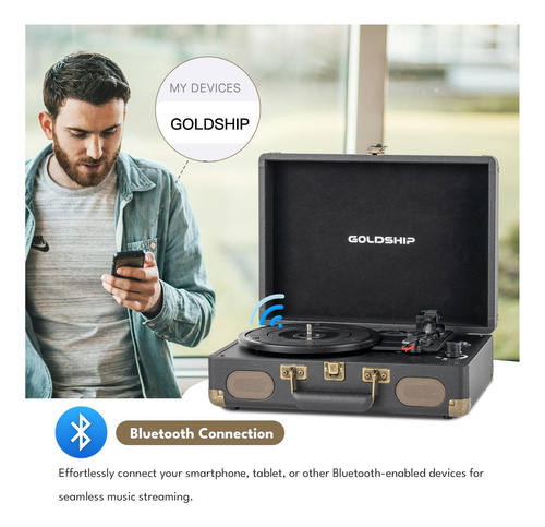 Playe De Discos De Vinilo Portátil Tirnable Bluetooth De 3 Y