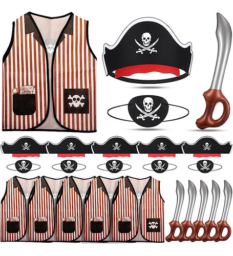 El Juego 24 Sombreros Pirata Incluye 6 Chalecos 6 Sombreros