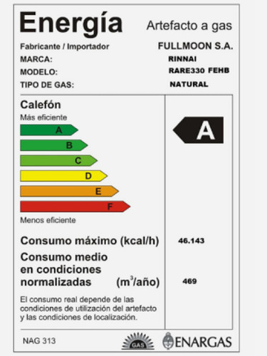Calefon Tiro Forzado Rinnai 32 Litros Digital Gas Natural
