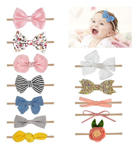 12 Piezas Bebé Diadema Pelo Cintas, Elásticas Diademas