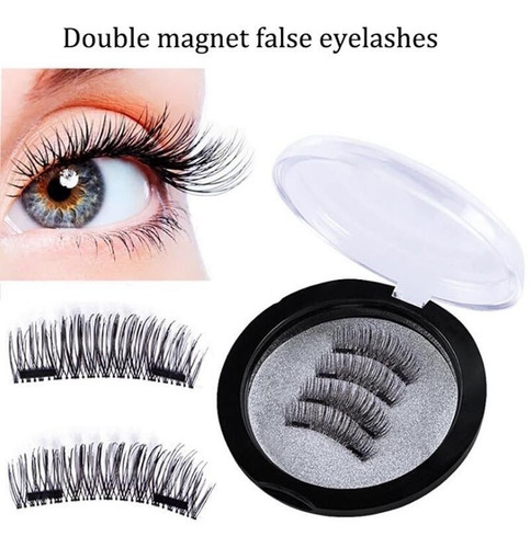 4 Pc / 1 Set Completo Ojos 3d Doble Pestañas Postizas Magnét