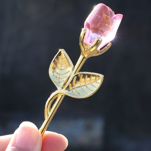 Mini Flor Cristal Diseño Rosa Decoracion Feng Shui Para Boda