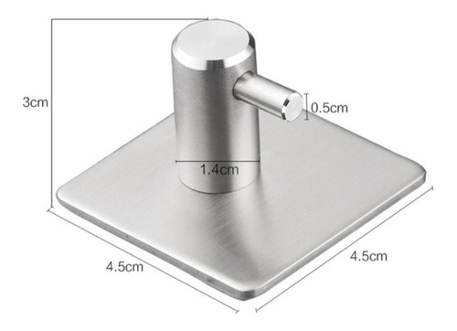 Imagem 3 de 4 de Gancho Inox Reforçado Cabide Adesivo De Parede Suporta 5kg