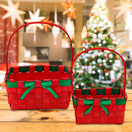 Cesta De Regalo De Navidad, Cesta De Flores Rojo Cantidad 2