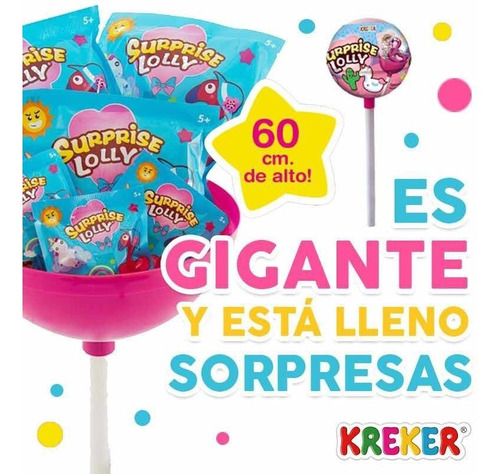 Imagen 4 de 10 de 2 Lolly Surprise Chupetin Gigante 60cm Sorpesas X 2 Kreker