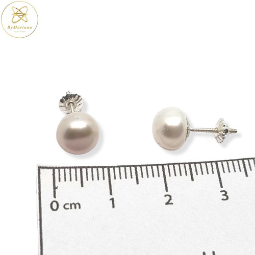 Imagen 4 de 5 de Aros Plata Perla Cultivada De Rio 8mm