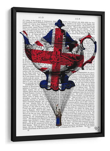 Cuadro Enmarcado Negro Union Jack Flying Tetera 60x80