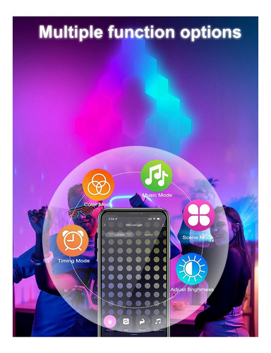 Lâmpada Hexagonal Rgb Smart Light Board, Parede De Atmosfera