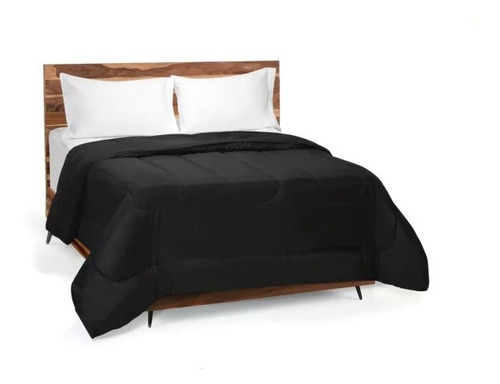 Acolchado Distrito Blanco Liso Reversible diseño liso color negro de 220cm x 240cm