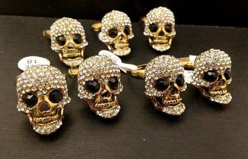 Imagem 5 de 5 de 36 Maxi Anel De Caveira Cravejado Com Strass Mandíbula Mexe