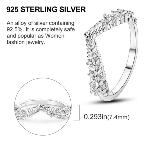 Anillo Mujer De Plata Real S925, Corona De Laurel, Éxito
