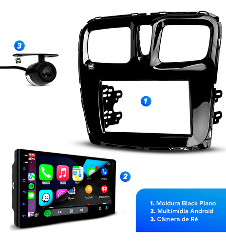 Kit Multimídia Android Carplay 7 Pol Logan 2016 2017 2018