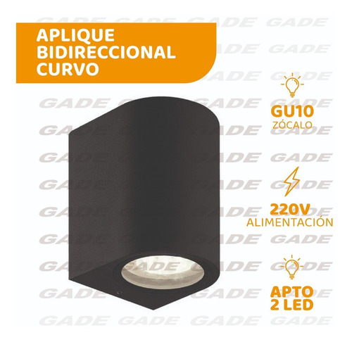 Imagen 2 de 8 de Aplique Pared Exterior Bidireccional Aluminio Dicro 7w Gu10