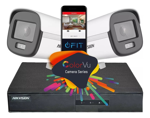 Kit Seguridad 2 Camaras Colorvu + Dvr Hikvision 1080 Lite