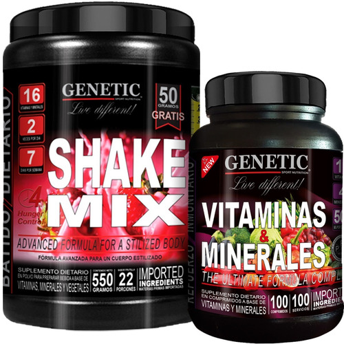 Reemplaza Comidas Shake Mix + Vitaminas & Minerales Genetic