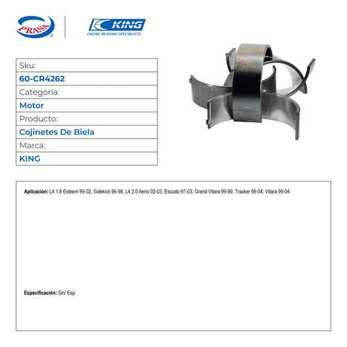 Metales De Biela 10 Suzuki Escudo 1997-2003 L4 2.0