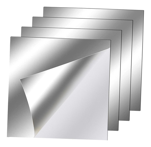 4x Adhesivo De Pared De Espejo Azulejos De Espejo 15cmx15cm