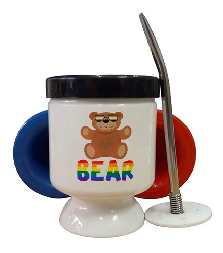 Mate Plastico Lentes Bear Oso Colores Bandera Gay