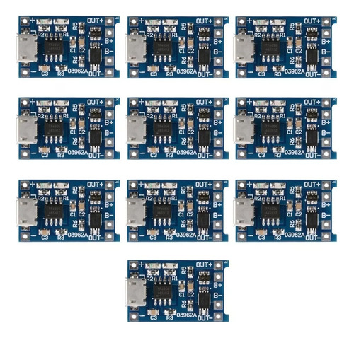 10 Pzas Modulo Tp4056 Cargador Para Pila Litio Lipo