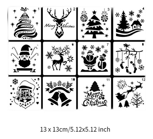 5 X 12 Plantillas De Navidad Reutilizables Para Arte En
